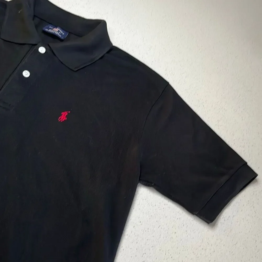 Polo Sport Ralph Lauren 100% Cotton Black Polo Shirt Mens Large